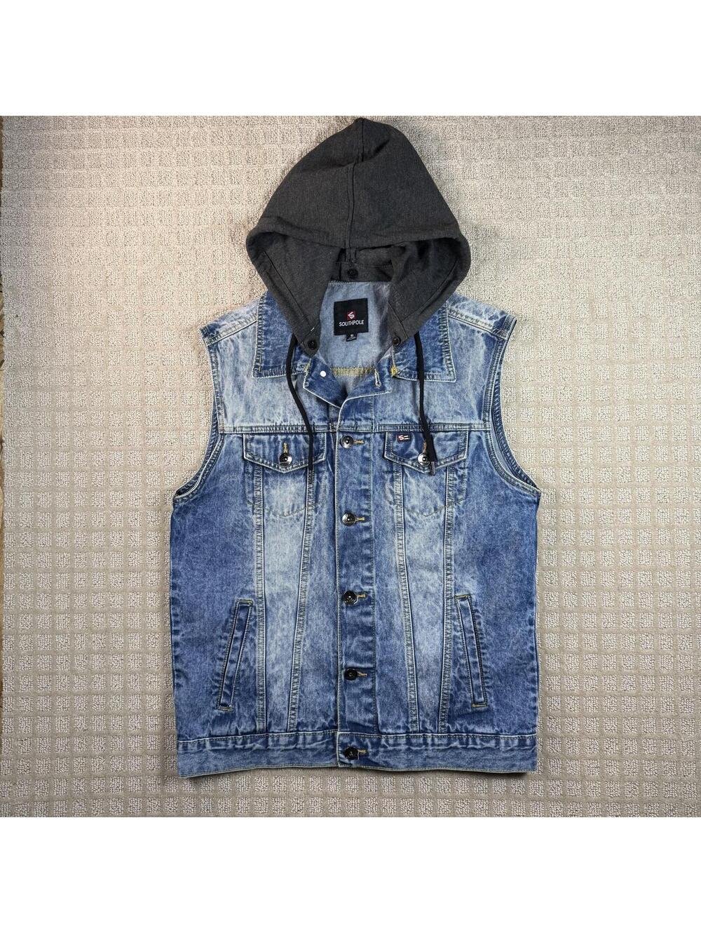 Y2K Southpole Denim Vest Hoodie Small